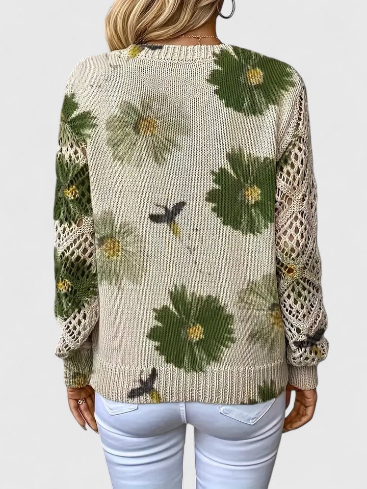 Bonnie | Women's Floral V-Neck Long Sleeve Sweater - Purple - Image 11