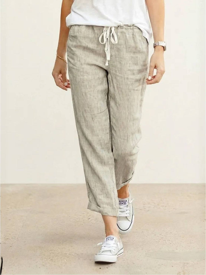 River | Women's Linen Drawstring Pants Relaxed Tapered Fit