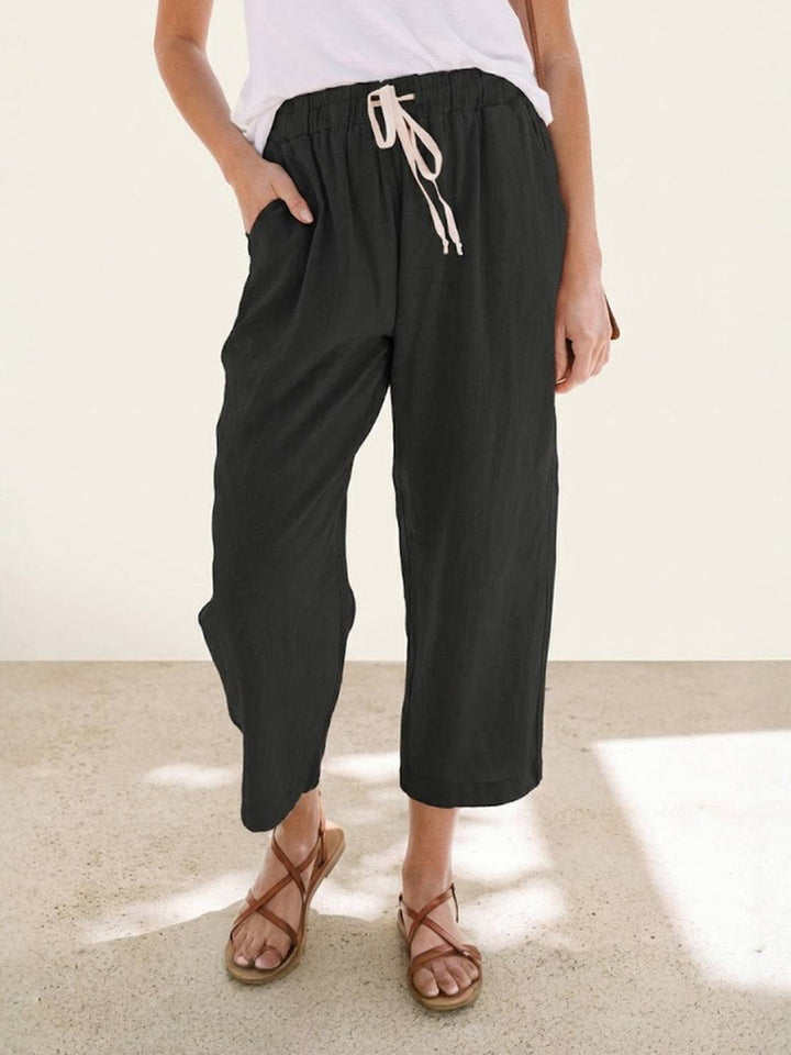 River | Women's Linen Drawstring Pants Relaxed Tapered Fit