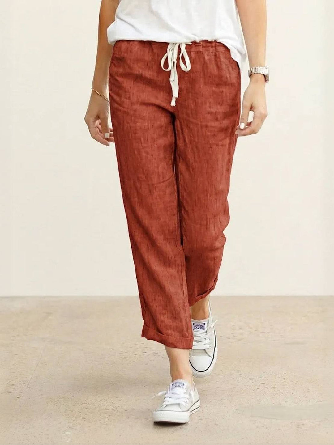 River | Women's Linen Drawstring Pants Relaxed Tapered Fit
