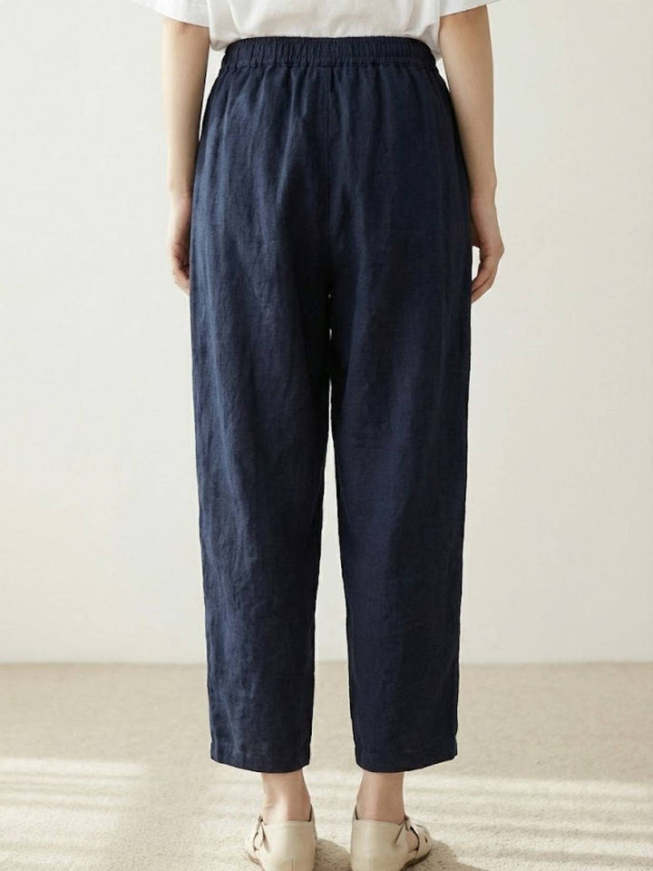 River | Women's Linen Drawstring Pants Relaxed Tapered Fit