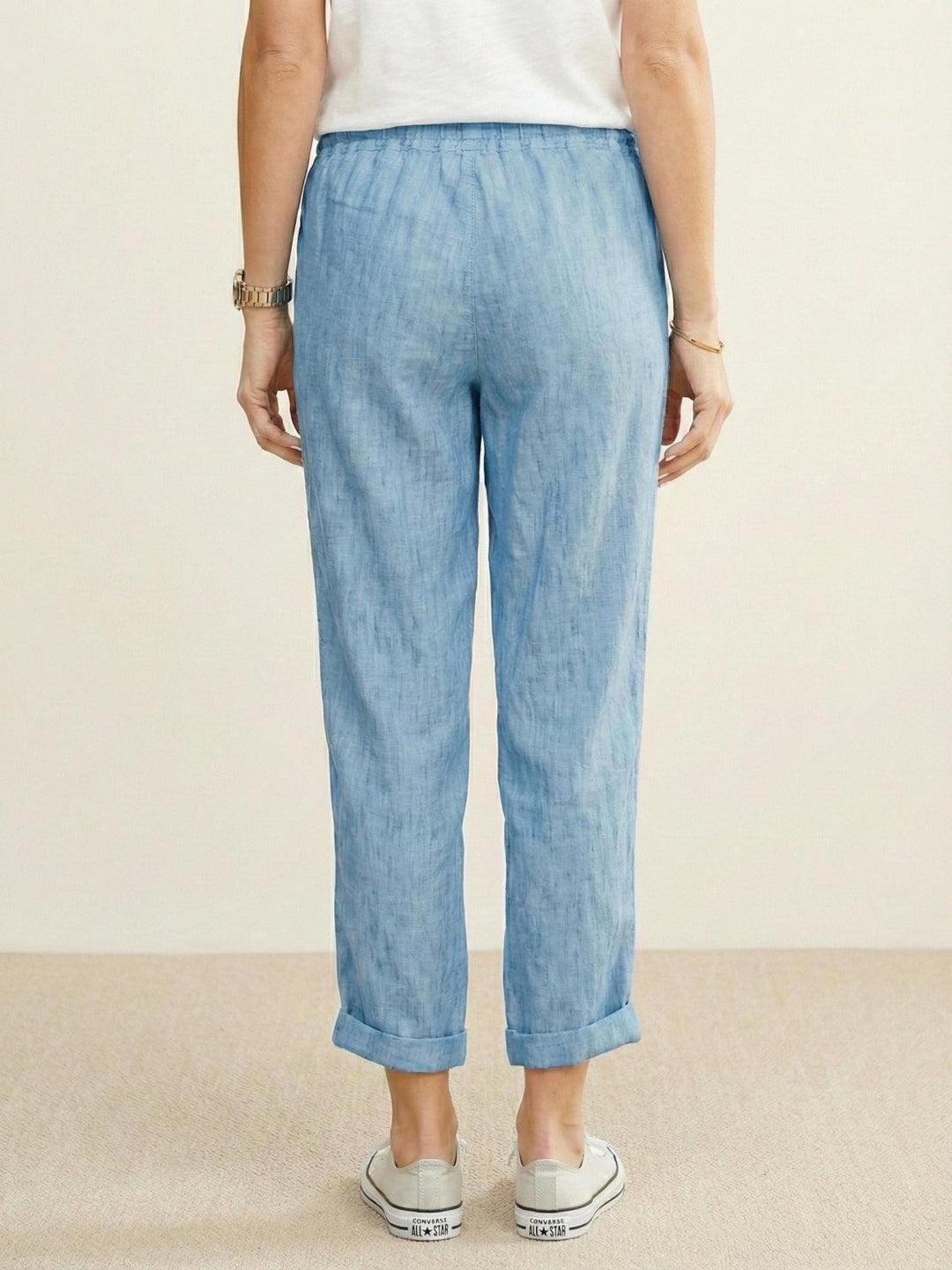 River | Women's Linen Drawstring Pants Relaxed Tapered Fit