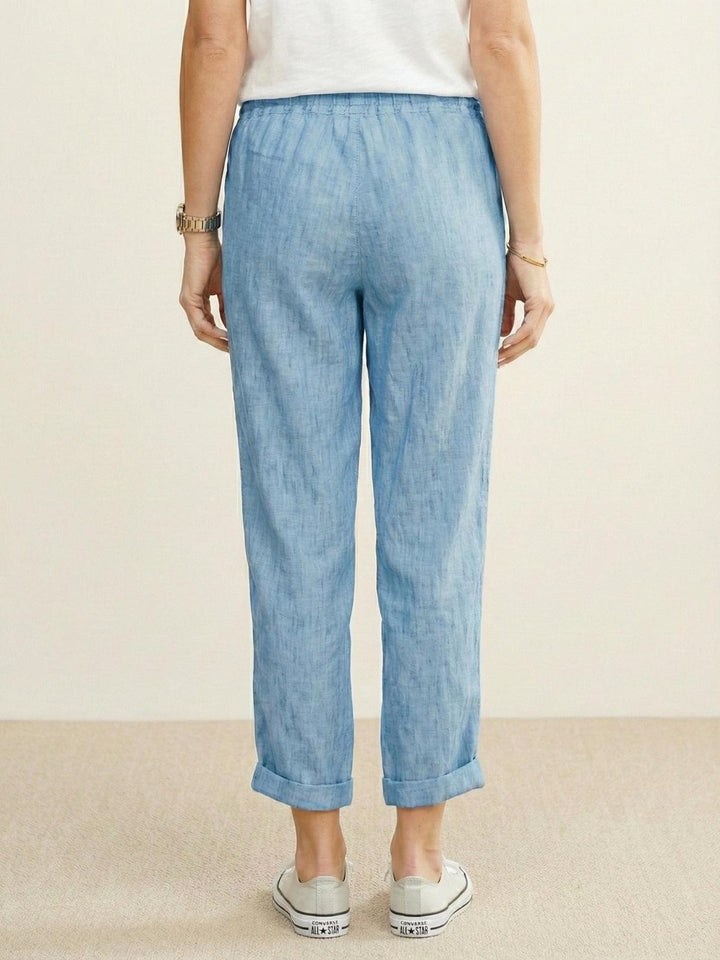 River | Women's Linen Drawstring Pants Relaxed Tapered Fit