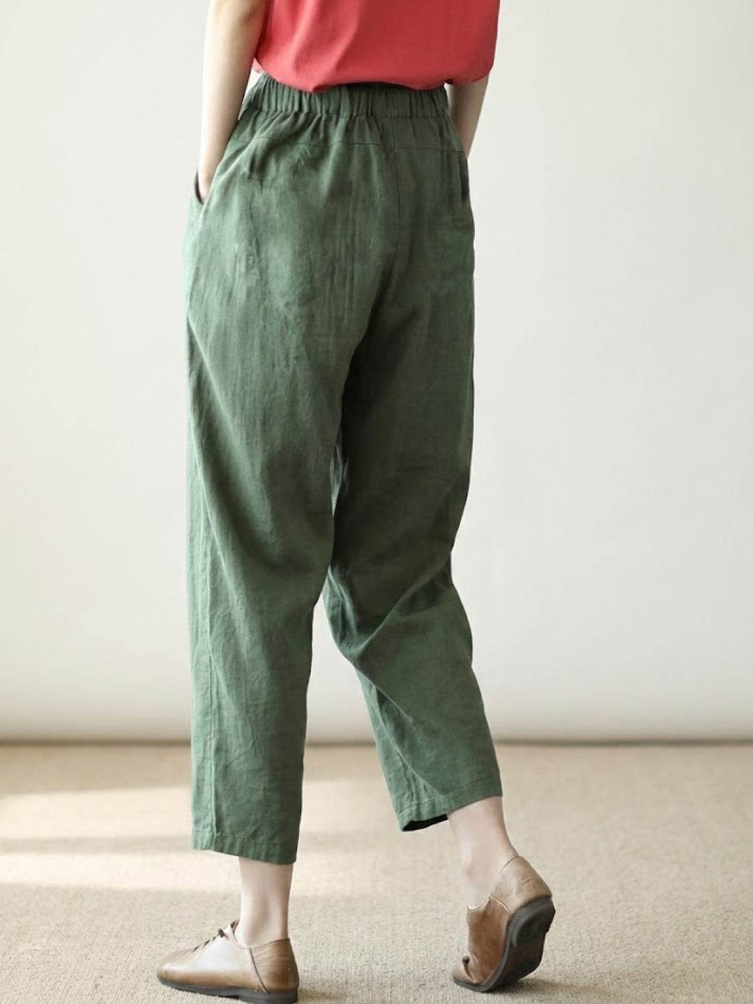 River | Women's Linen Drawstring Pants Relaxed Tapered Fit