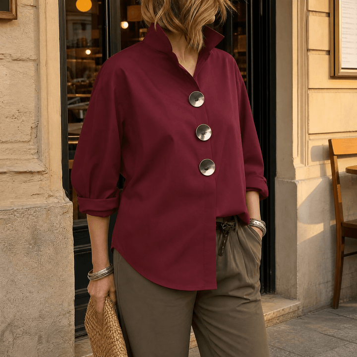 Brennie | Women's White Oversized Button-Down Blouse - White - Image 15