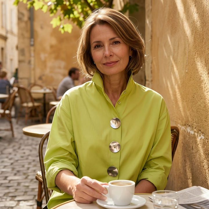 Brennie | Women's White Oversized Button-Down Blouse - White - Image 2