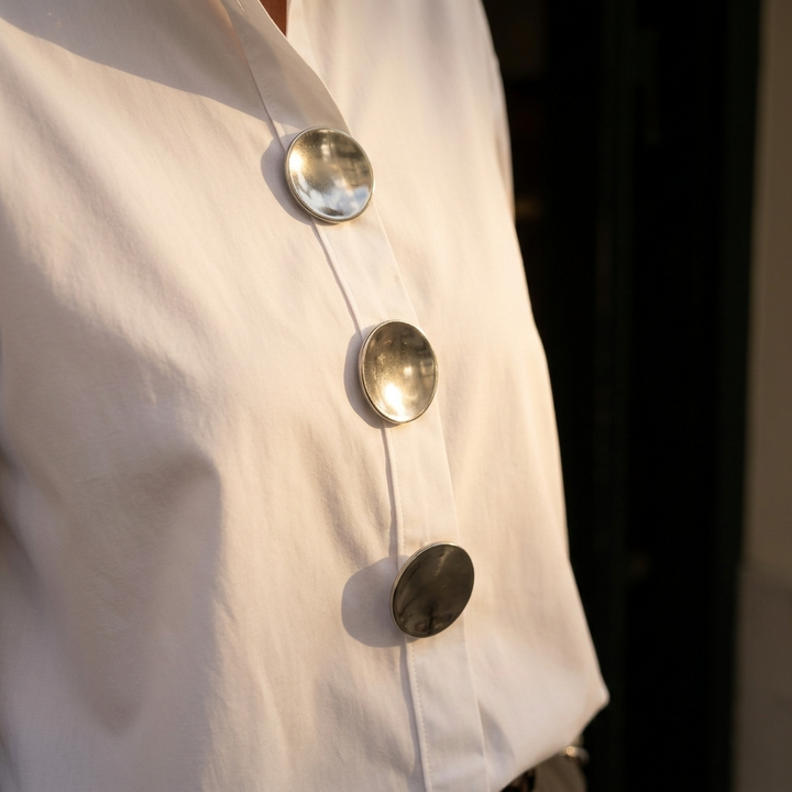Brennie | Women's White Oversized Button-Down Blouse - White - Image 5