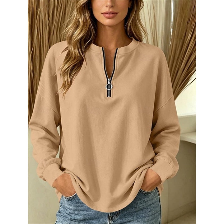 Brevelle | Women's Quarter Zip Sweatshirt Top - Image 1