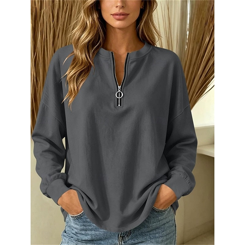 Brevelle | Women's Quarter Zip Sweatshirt Top - Image 2