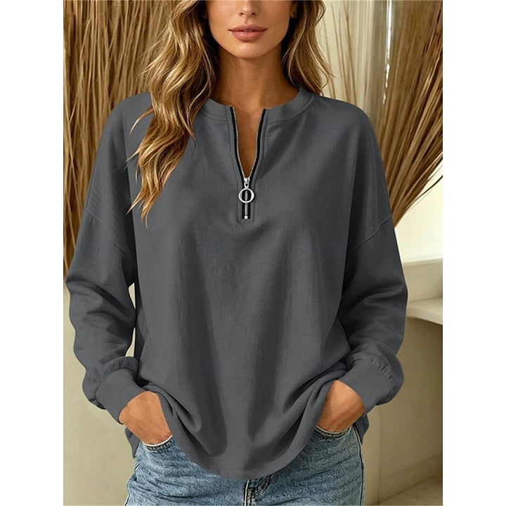 Brevelle | Women's Quarter Zip Sweatshirt Top - Image 2