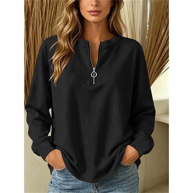 Brevelle | Women's Quarter Zip Sweatshirt Top - Image 3
