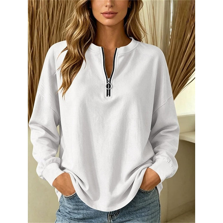 Brevelle | Women's Quarter Zip Sweatshirt Top - Image 4