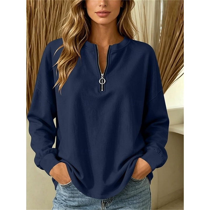 Brevelle | Women's Quarter Zip Sweatshirt Top - Image 5