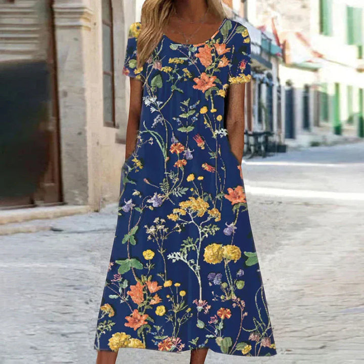 Briar | Women's Floral Short Sleeve Midi Dress - Floral - Image 1