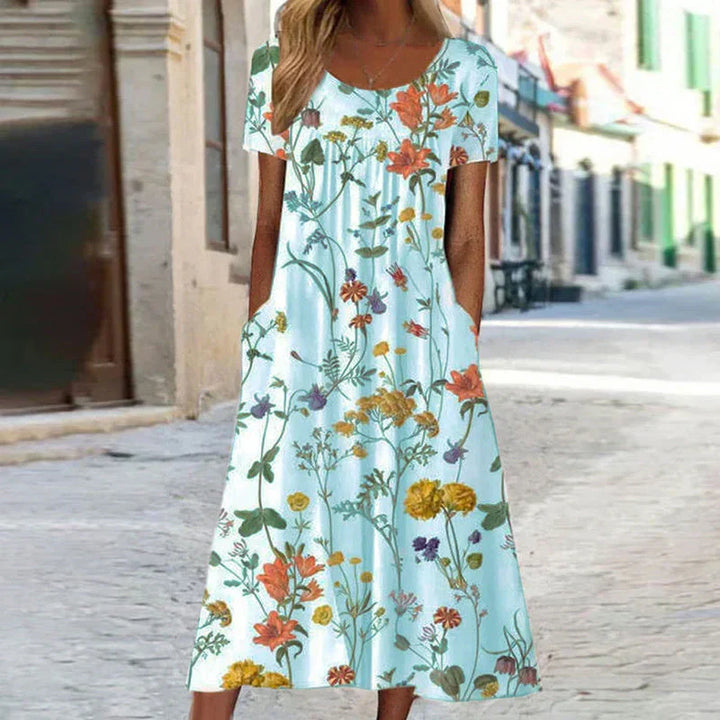 Briar | Women's Floral Short Sleeve Midi Dress - Floral - Image 2