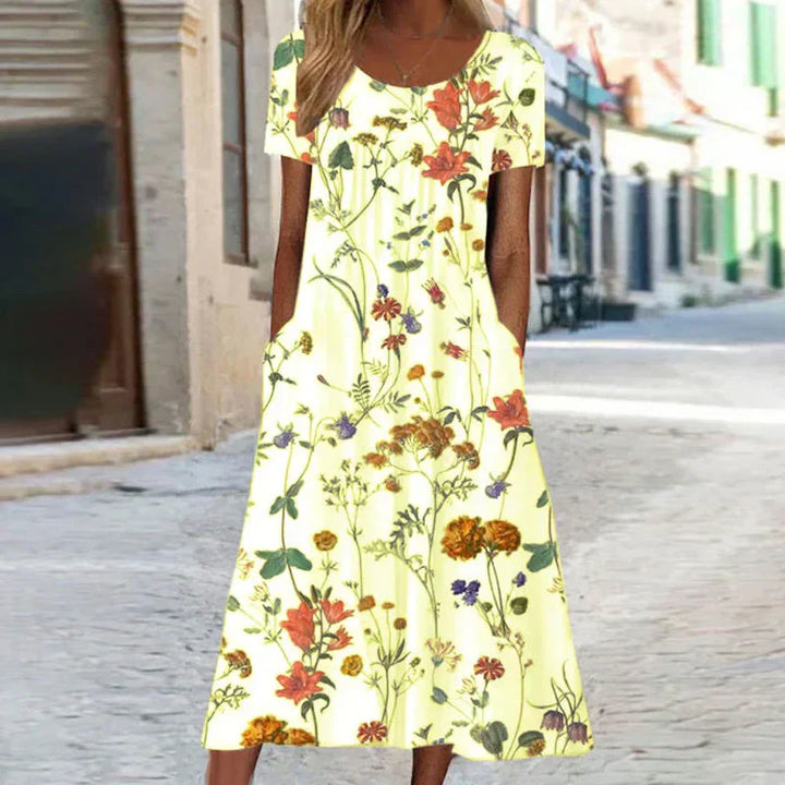 Briar | Women's Floral Short Sleeve Midi Dress - Floral - Image 3