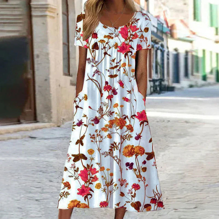 Briar | Women's Floral Short Sleeve Midi Dress - Floral - Image 4