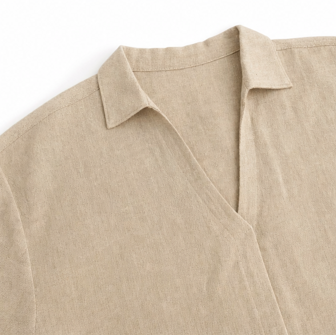 Brindara | Women's Linen Shorts Two-Piece Set - Beige - Image 8