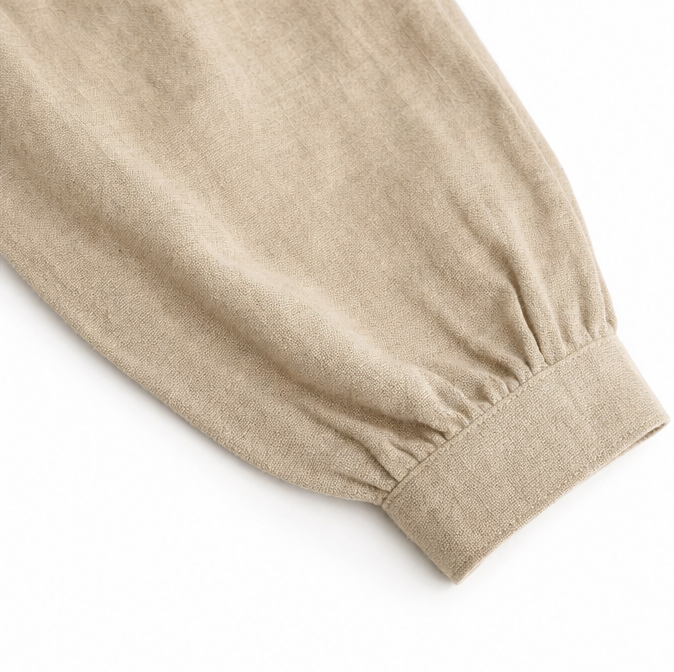 Brindara | Women's Linen Shorts Two-Piece Set - Beige - Image 9