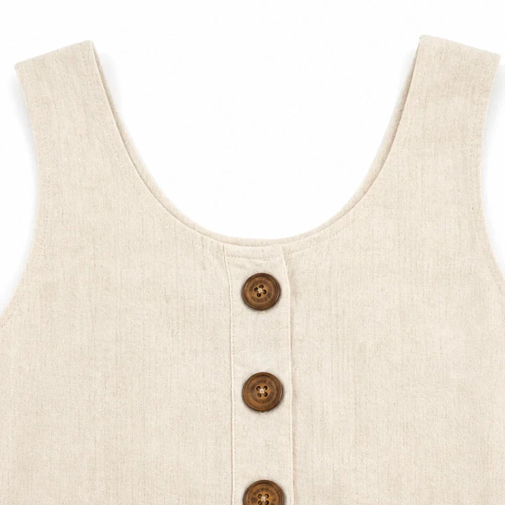 Brindara | Women's Sleeveless Button Front Pocket Dress - Cream - Image 8