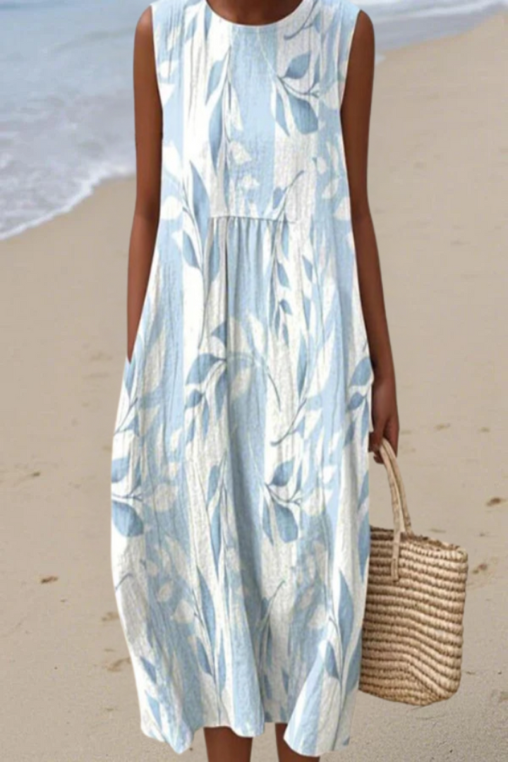 Brindell | Women's Floral Summer Dress Sleeveless Midi - Light Blue - Image 2
