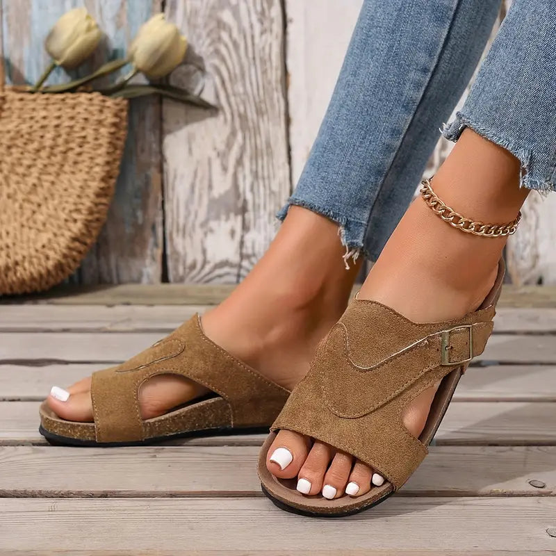 Brindelle | Women's Flat Sandal with Ankle Strap - Black - Image 11