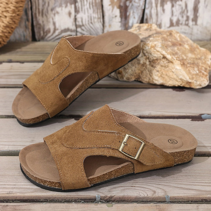 Brindelle | Women's Flat Sandal with Ankle Strap - Black - Image 15