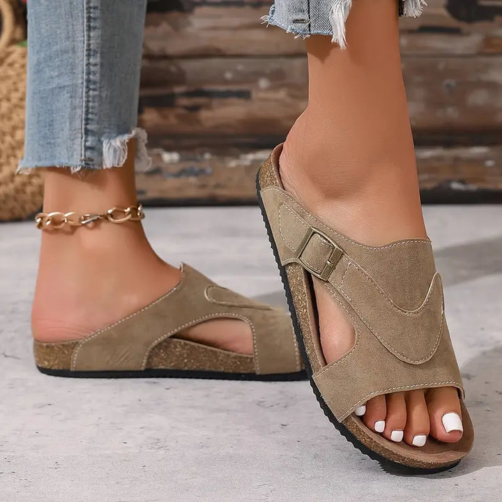 Brindelle | Women's Flat Sandal with Ankle Strap - Black - Image 16