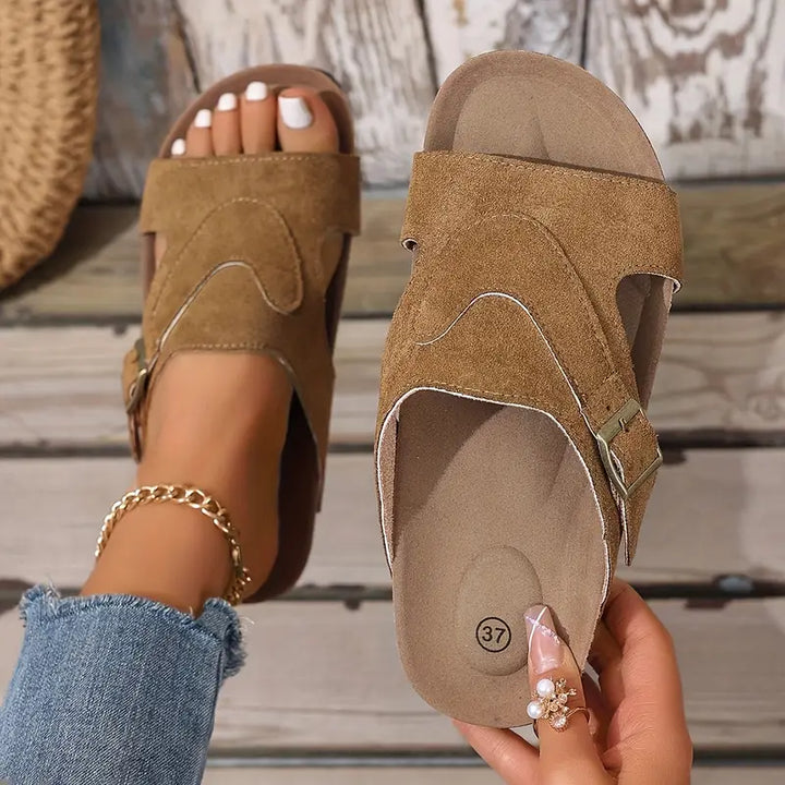 Brindelle | Women's Flat Sandal with Ankle Strap - Black - Image 2