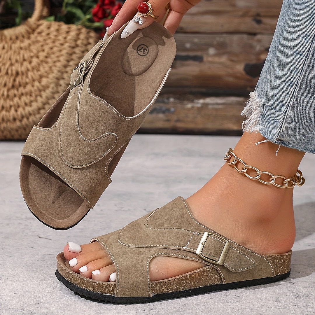 Brindelle | Women's Flat Sandal with Ankle Strap - Black - Image 3