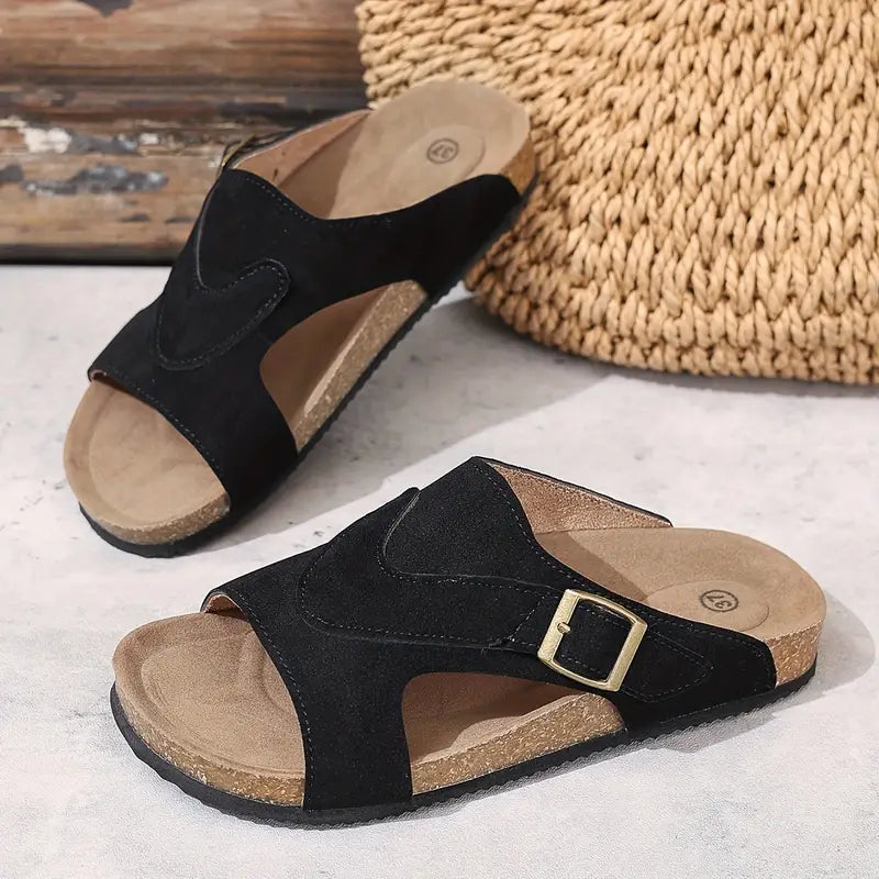 Brindelle | Women's Flat Sandal with Ankle Strap - Black - Image 5