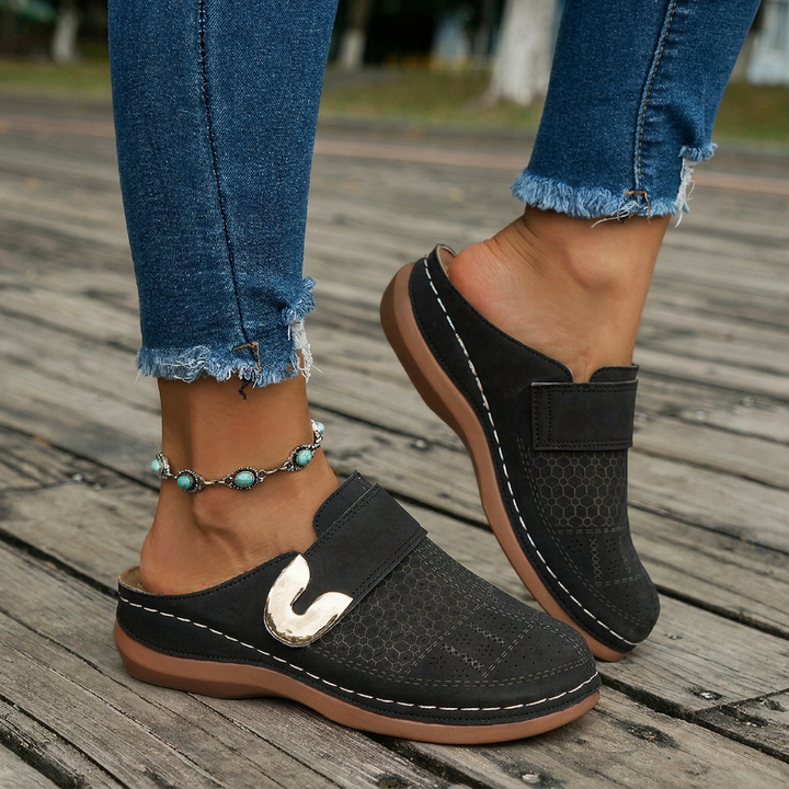 Brindeva | Women's Orthopedic Slip-On Mule Flat - Black - Image 1