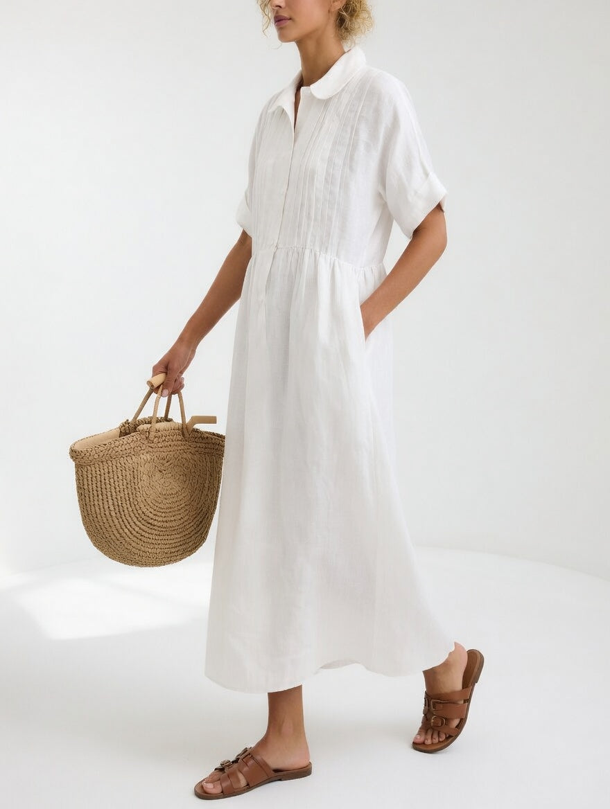 Brindleigh | Women's Summer Maxi Dress Collared - White - Image 1