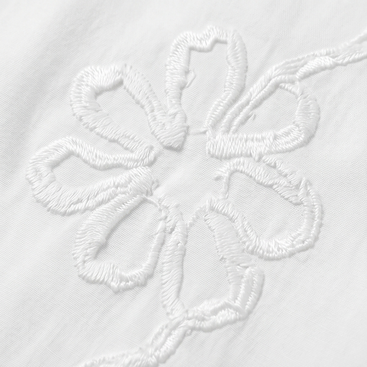 Brinley | Women's Floral Embroidered Puff Sleeve Blouse - White - Image 12