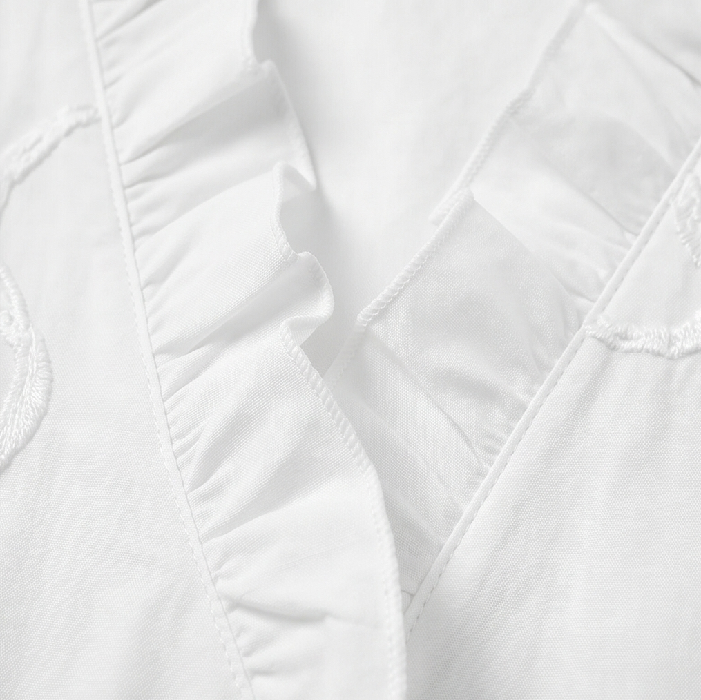 Brinley | Women's Floral Embroidered Puff Sleeve Blouse - White - Image 13
