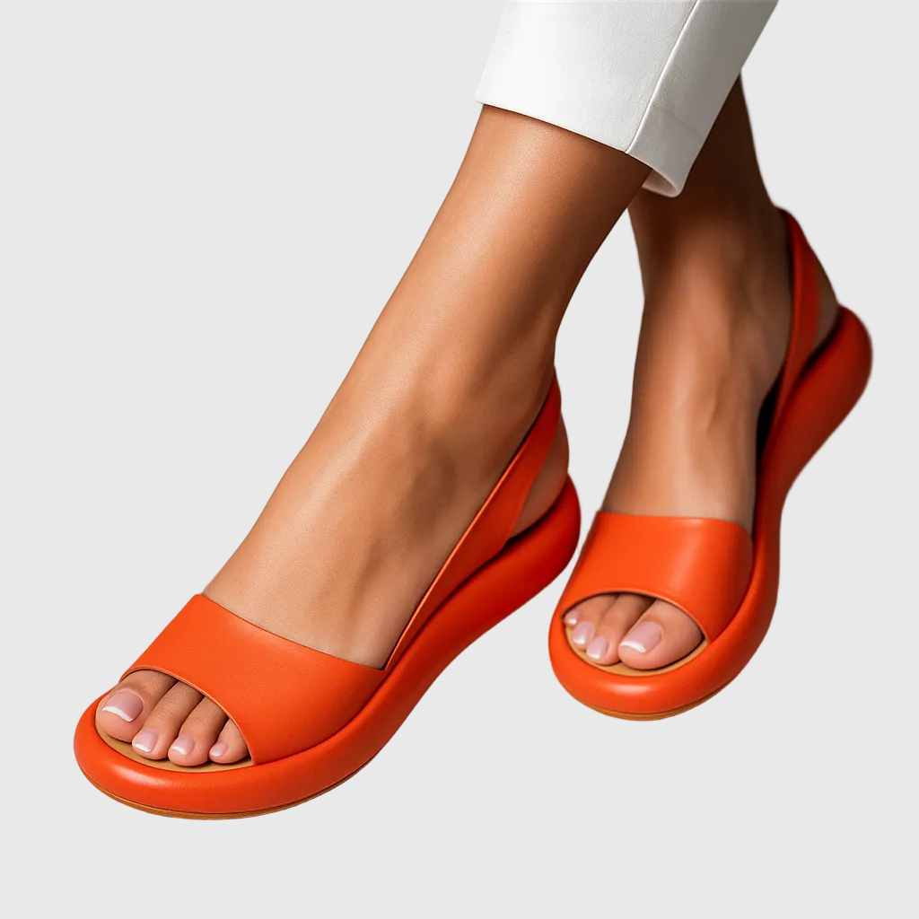 Briony | Women's Open Toe Slide Sandals - Orange - Image 1