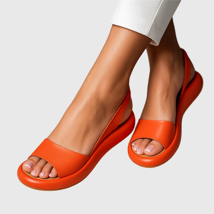 Briony | Women's Open Toe Slide Sandals - Orange - Image 1
