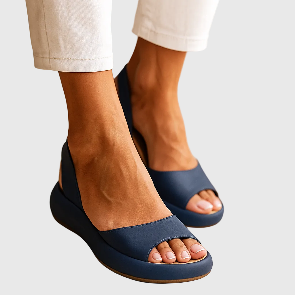 Briony | Women's Open Toe Slide Sandals - Orange - Image 7