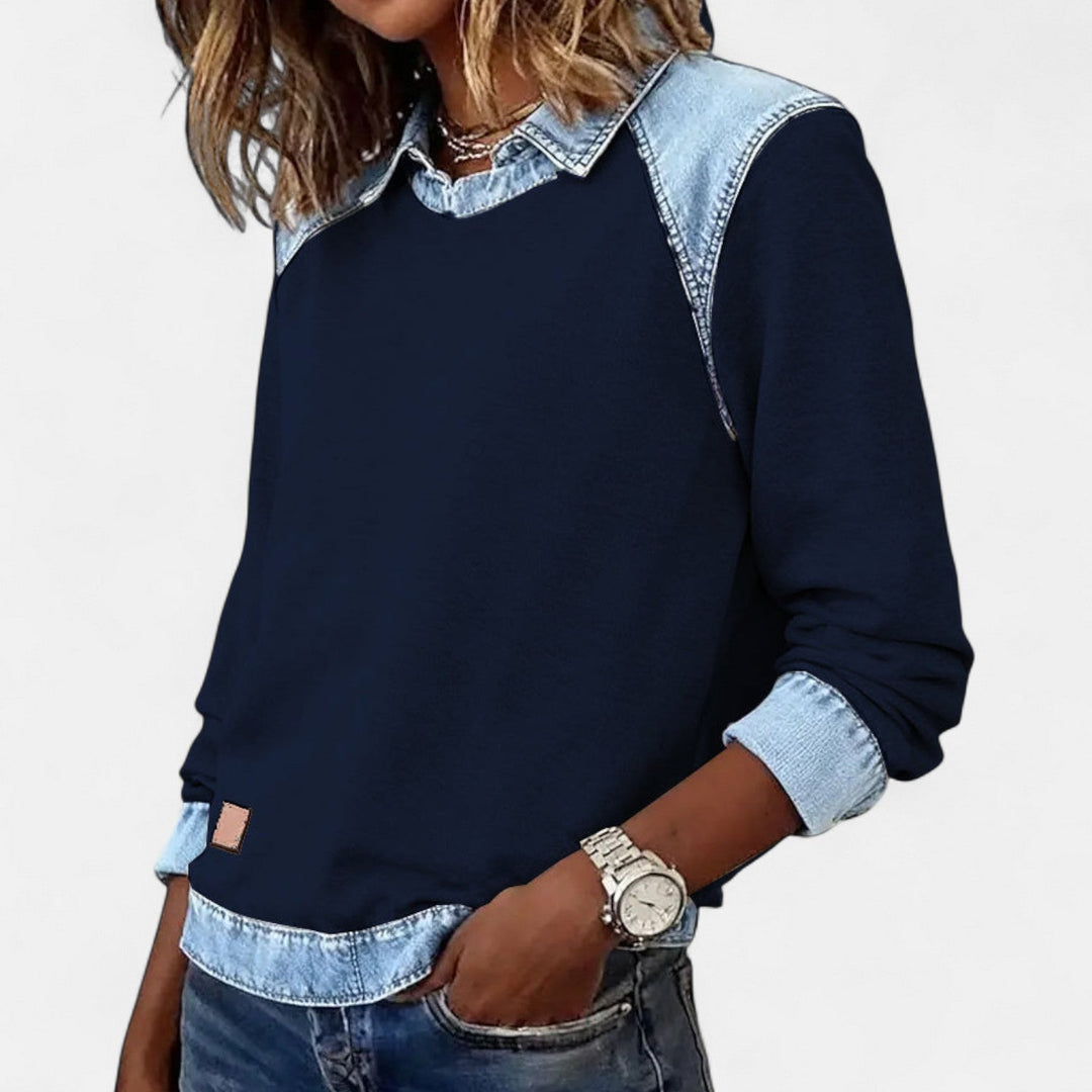 Bronte | Women's Collared Long Sleeve Sweater - Beige - Image 11
