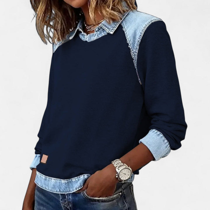Bronte | Women's Collared Long Sleeve Sweater - Beige - Image 11