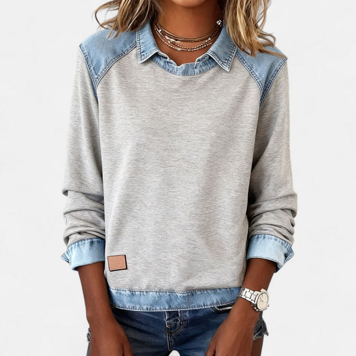Bronte | Women's Collared Long Sleeve Sweater - Beige - Image 12