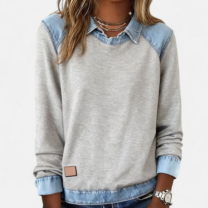 Bronte | Women's Collared Long Sleeve Sweater - Beige - Image 13