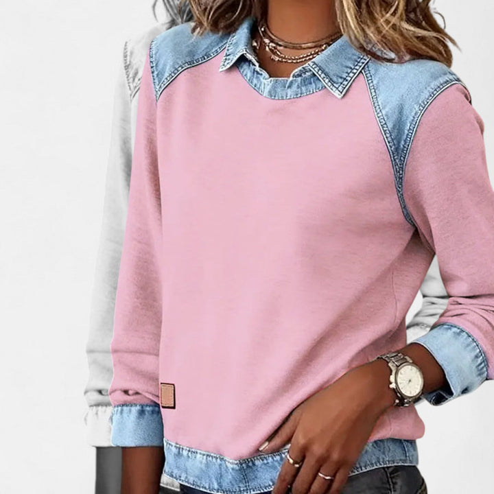 Bronte | Women's Collared Long Sleeve Sweater - Beige - Image 16