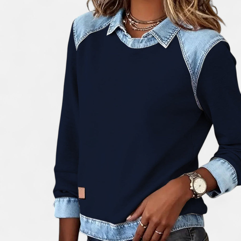 Bronte | Women's Collared Long Sleeve Sweater - Beige - Image 2