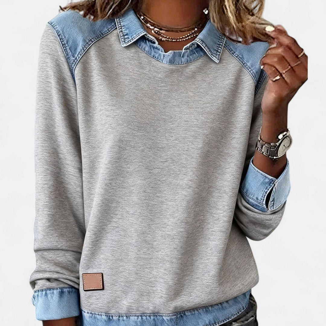 Bronte | Women's Collared Long Sleeve Sweater - Beige - Image 3