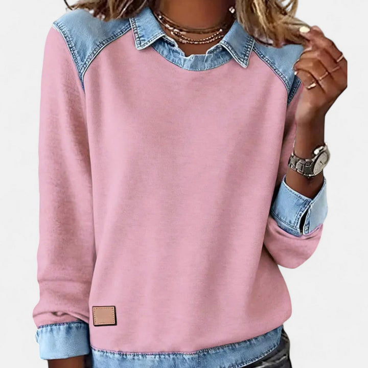 Bronte | Women's Collared Long Sleeve Sweater - Beige - Image 5
