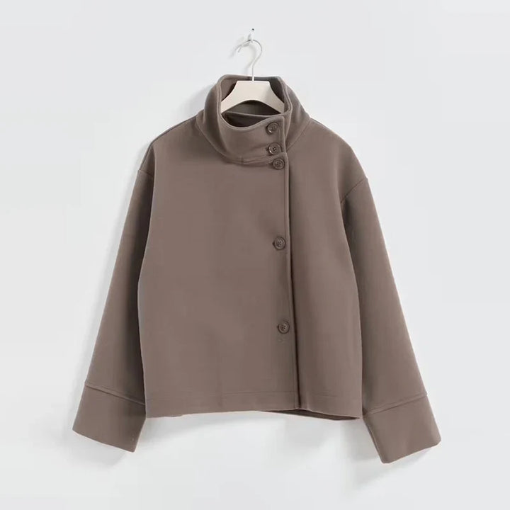 Bronte | Women's Double Breasted Stand Collar Coat - Grey - Image 14