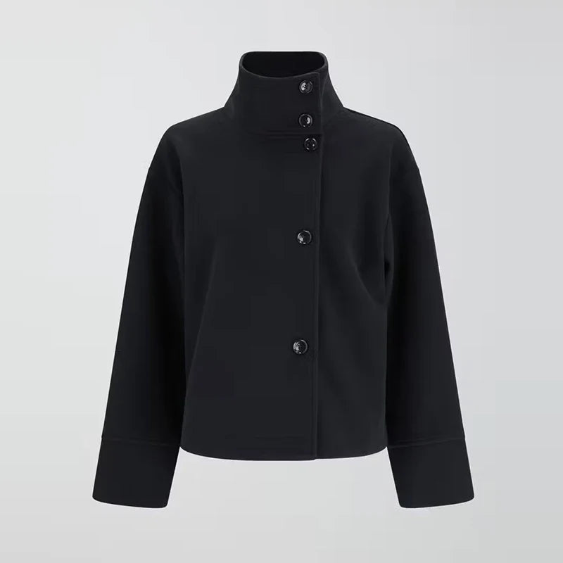 Bronte | Women's Double Breasted Stand Collar Coat - Grey - Image 15