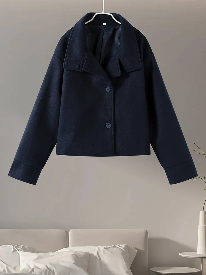 Bronte | Women's Double Breasted Stand Collar Coat - Grey - Image 9