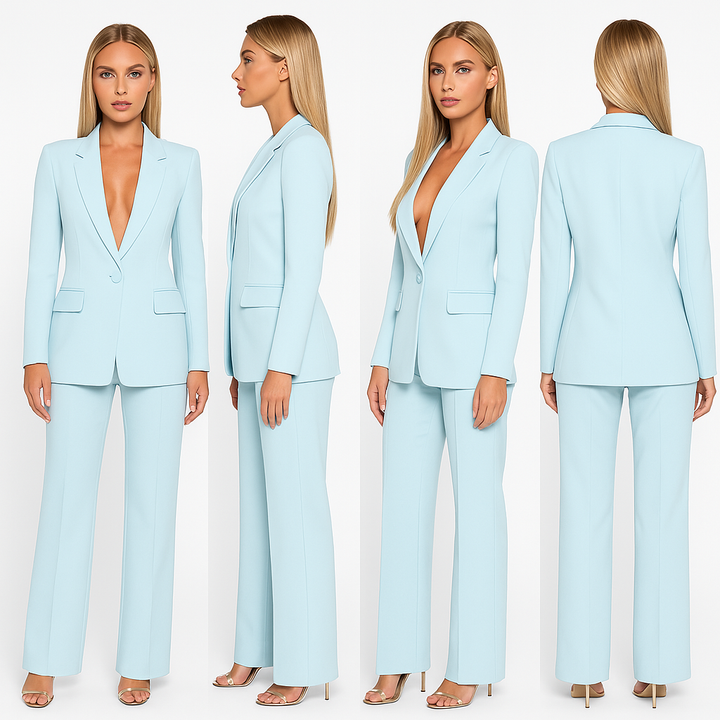 Bronte | Women's Yellow Long Sleeve Blazer Pants Suit Set - Yellow - Image 5